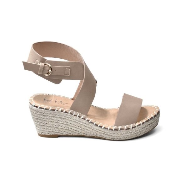 Nicole Miller Women's Ankle Strap Sand Nubuck Wedge Espadrille Shoe SZ 10 NEW - Picture 1 of 3
